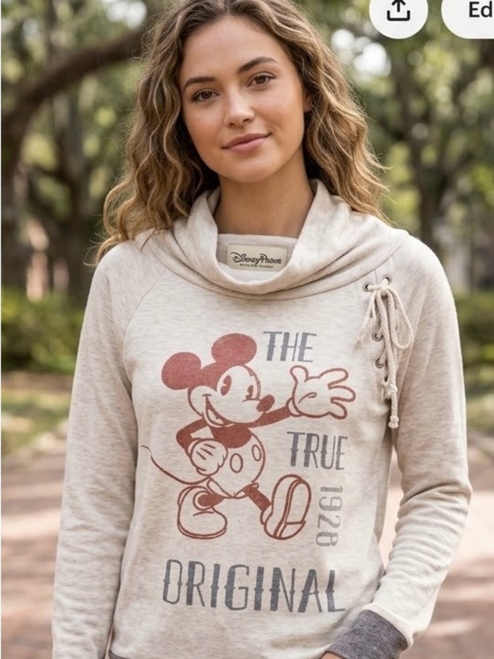 Rare Disney Parks Mickey Mouse Sweatshirt Womens Small vintage Lace Up Pullover